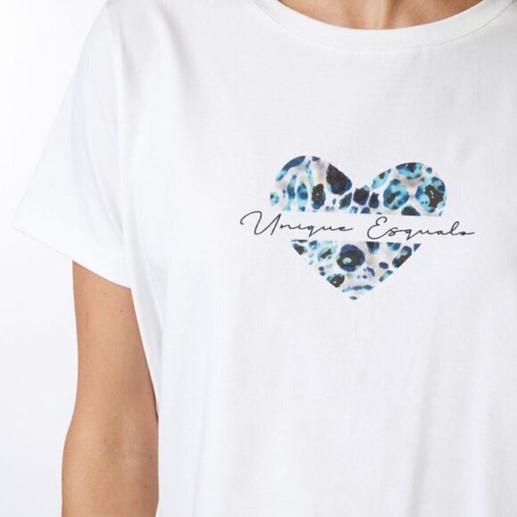ESQUALO Teal & Khaki Leopard Heart Graphic Tee - Picture 4 of 7